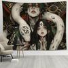 Dark Style Snake Girl Anime Wall Tapestry Background for Bedroom Headboard Decorative Hanging