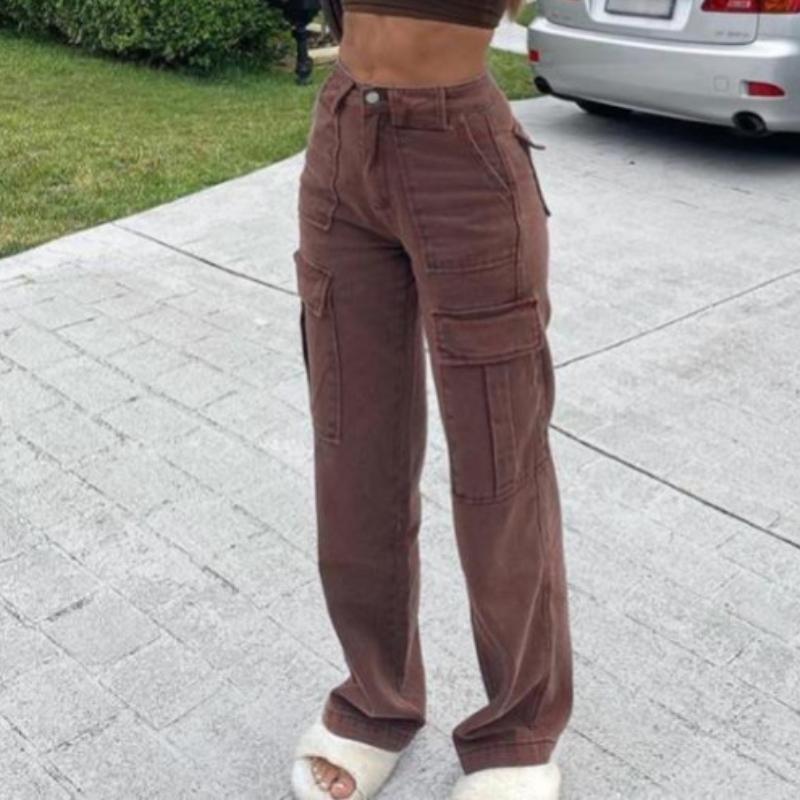 

GMXIA Женские модные повседневные брюки с однотонным принтом и высокой талией и капри XS темно-коричневого