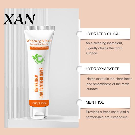 100G Care Toothpaste Stain Removal Teeth Whitening Toothpaste, Gentle Cleansing for Men Women, Fresh Breath Oral Mints Flavor Plaque