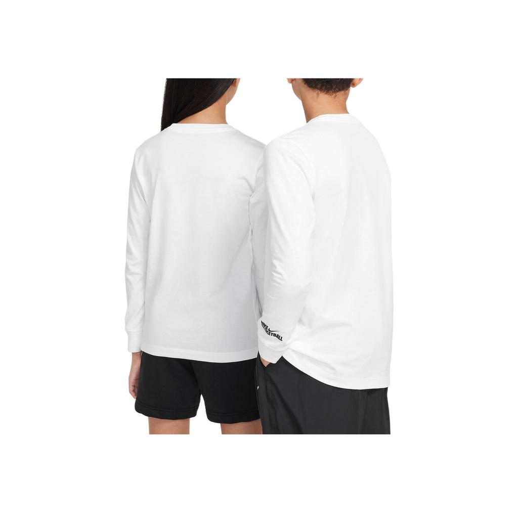 Nike Sportswear Breathable Soft Simple Long Sleeve T-Shirt Kids Tops White FZ5196-100