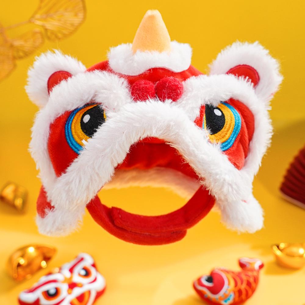 

Autumn and winter warm pet dog funny cat New Year transformation tiger head dog hat headgear cat supplies wholesale M
