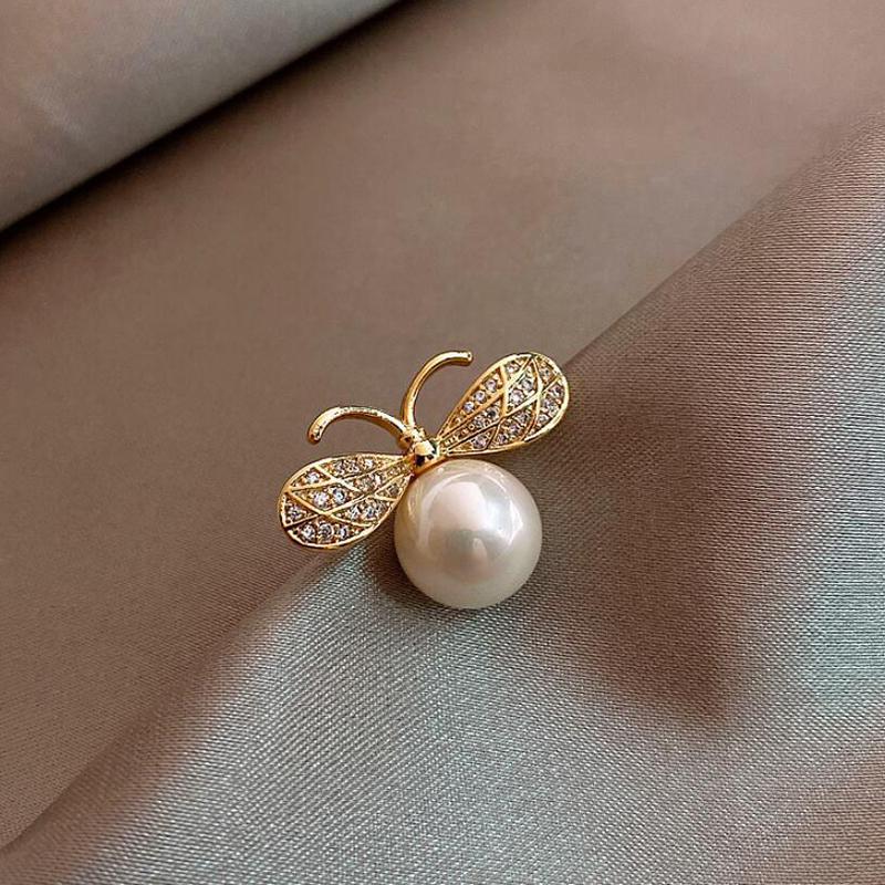 Niedliche kleine Bienen-Sonnenbrosche für Damen Perlen-Herz-Brosche Anstecknadel Geschenk Strass-Broschen Freundin Party Anlaufgeschützt Schnallenbrosche Schmuckgeschenk