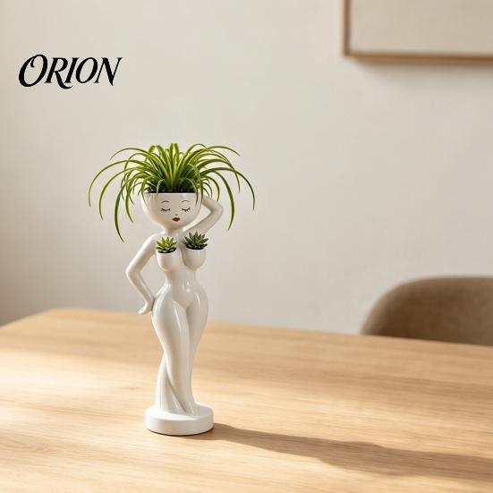 Indoor Outdoor Decorative Planter Funny Female Figure with Drainage Holes, Elegant Lady Flower Pot for Durable Resin Succulents Container Succulents,