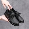 New retro lace-up women's shoes comfortable flat single shoes casual soft leather work shoes autumn and winter new Doudou shoes