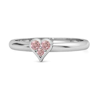 925 Sterling Silver Pink Topaz Heart Cluster Women Wedding Ring