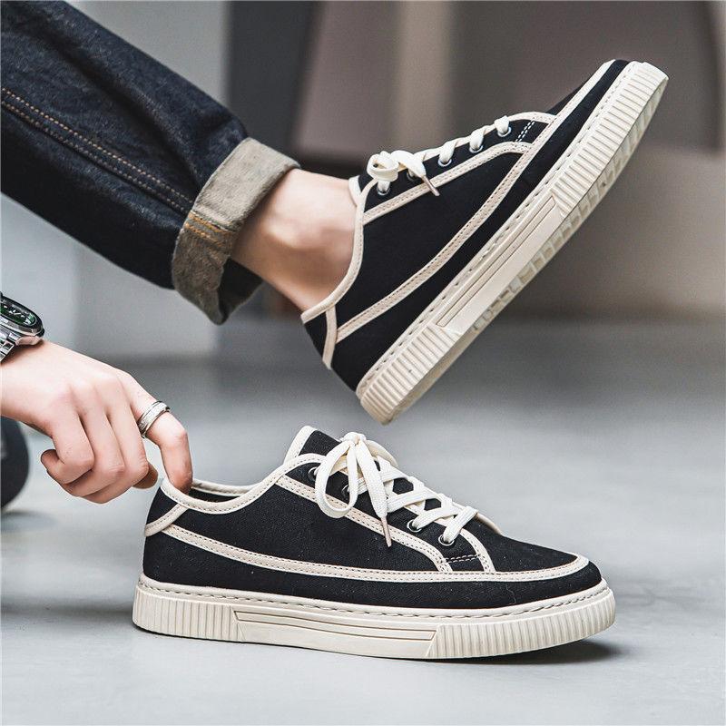 Fashion Sneakers Lace Up Breathable Canvas Office Men's Casual Shoes Chunky Hiking Leisure Legitimate Comfortable Non-leather Male Shoe