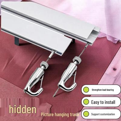 Hidden Hanging Picture Wire Track System with T-Head Cable and Sailor Hook for Exhibition Displays