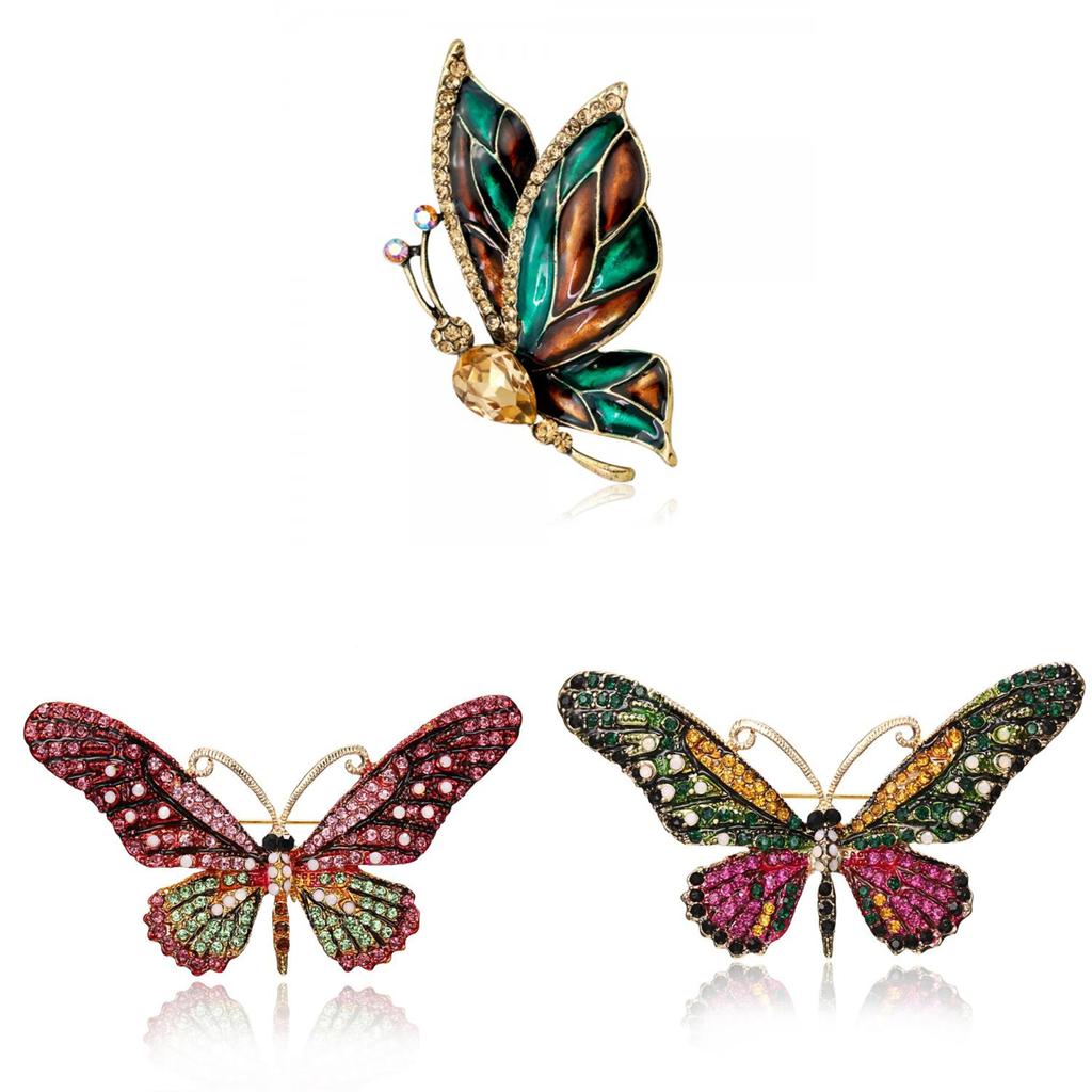 Vintage Butterfly Crystal Brooch Pin With Waterdrop Design For Women And Men