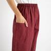 Women's Samue (traditional Japanese workwear), Kurume Tsumugi silk weave (L, burgundy)
