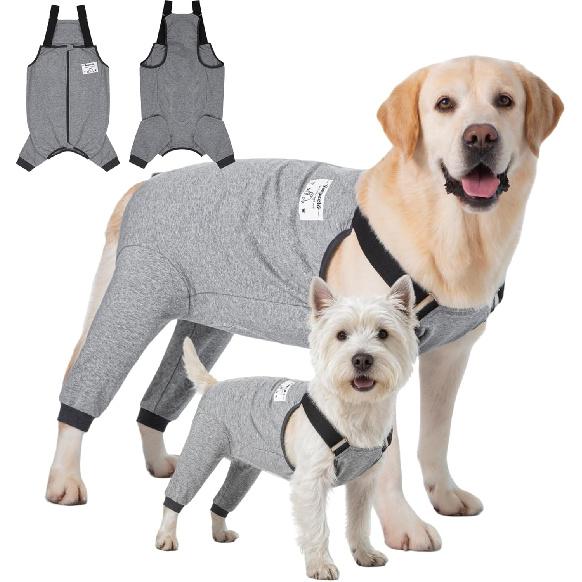 Dog Recovery Suit for Hid Leg, Soft Stretchy Pants for Hip Thigh Wound Protective Sleeves to Prevent Licking (Grey, XL(Reference Weight 13-22 lbs))