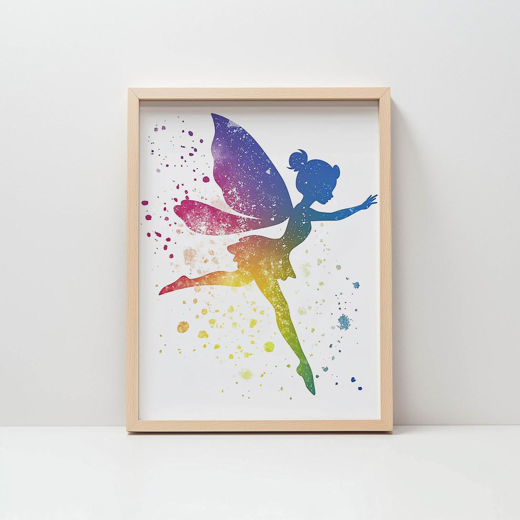 Poster Fairytale Fairy In Rainbow Colors Poster Fairytale Fairy In Rainbow Colors, 50X70 Cm, Frameless, Premium Canvas On Stretcher