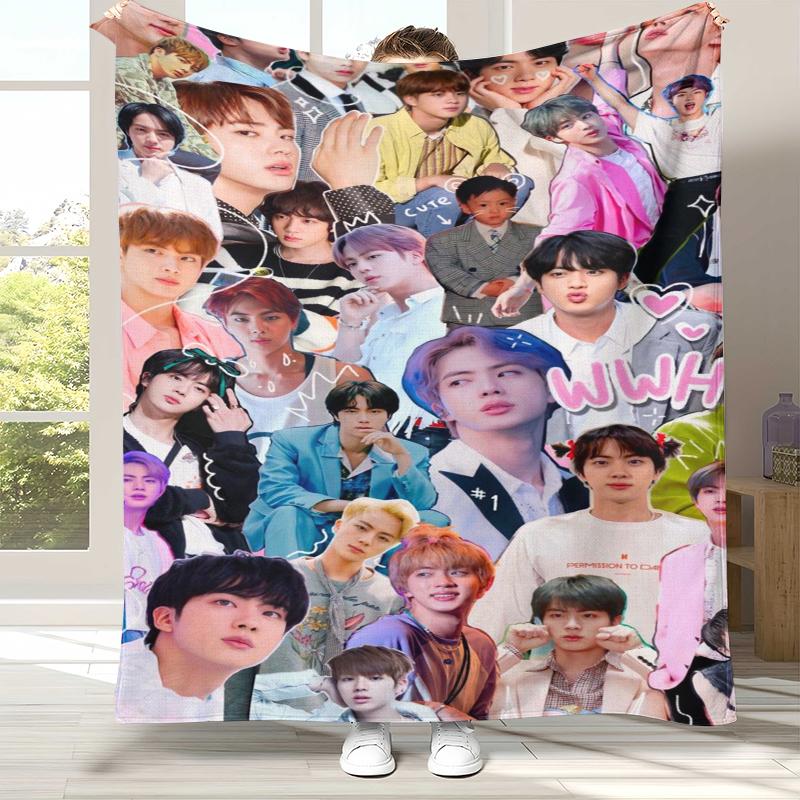 Kim Seok Jin Kpop B-BTS Flanelldecke, Ultraweiche Warme Plüschdecke für Zuhause Schlafzimmer Bett Sofa Abdeckung Büro Camping Picknick Geschenk
