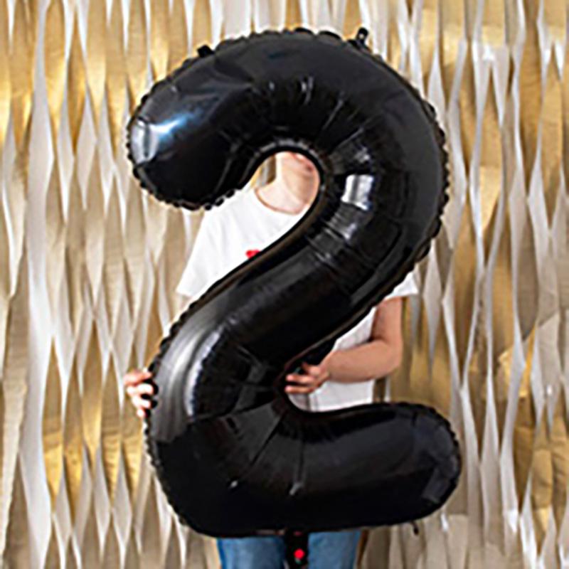 40 Inch Black Figure Foil Number Balloon Anniversary Birthday Party Decoration Adult Bridal Shower Digital Ballon Kids Globo