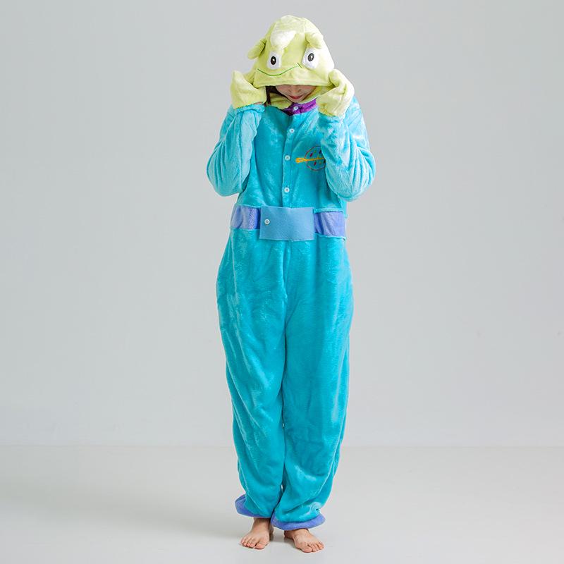 Adult Cartoon Red Dinosaur Flannel Onesie Pajamas for Autumn/Winter