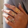 Stainless Steel Rings for Women Flower Tree Leaf Finger Ring Waterproof Classic Leaves Aesthetic Fashion Zircon Accessories