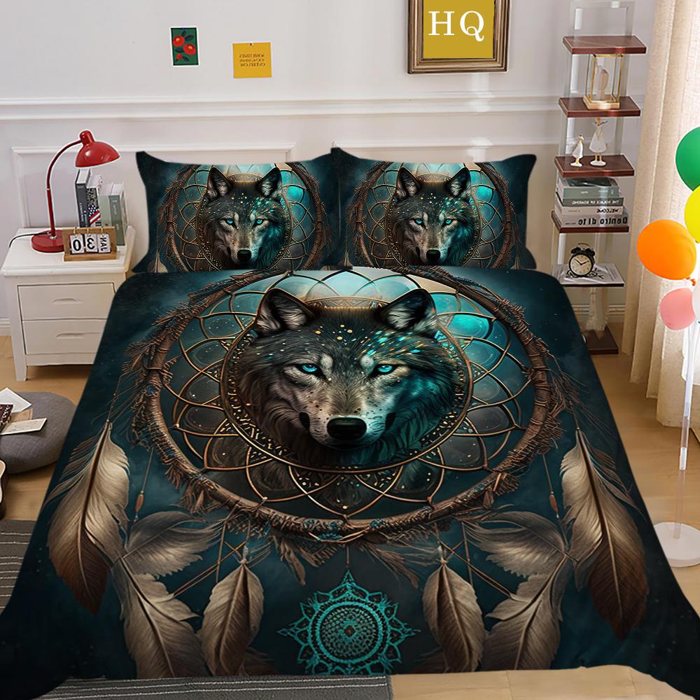 Zestaw poszewek na kołdrę z nadrukiem wilka Zestaw pościeli z mikrofibry w rozmiarze King Cover Boy Teen wysokiej jakości tekstylia domowe