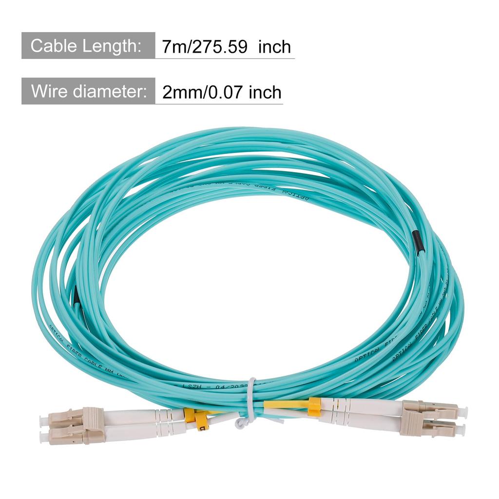 Uxcell 7M Green Fiber Patch Multimode Duplex OM3 LSZH Fiber Optic Jumper for Network Transceivers and Instrumentation Cable, LC-LC