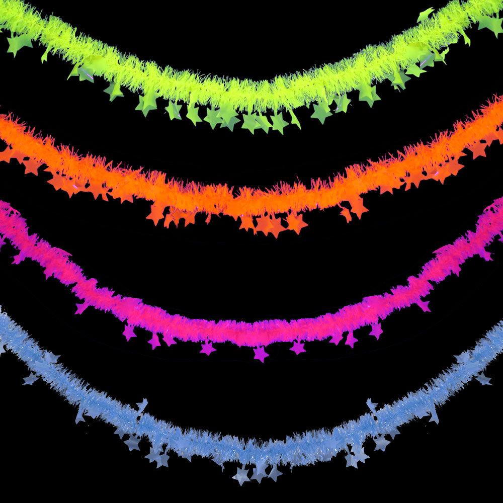 

1 шт. Флуоресцентные украшения для вечеринки, баннеры, отделки, свадебные белые подвески-звезды, для различных случаев, доступно несколько вариантов 2m/8pcs