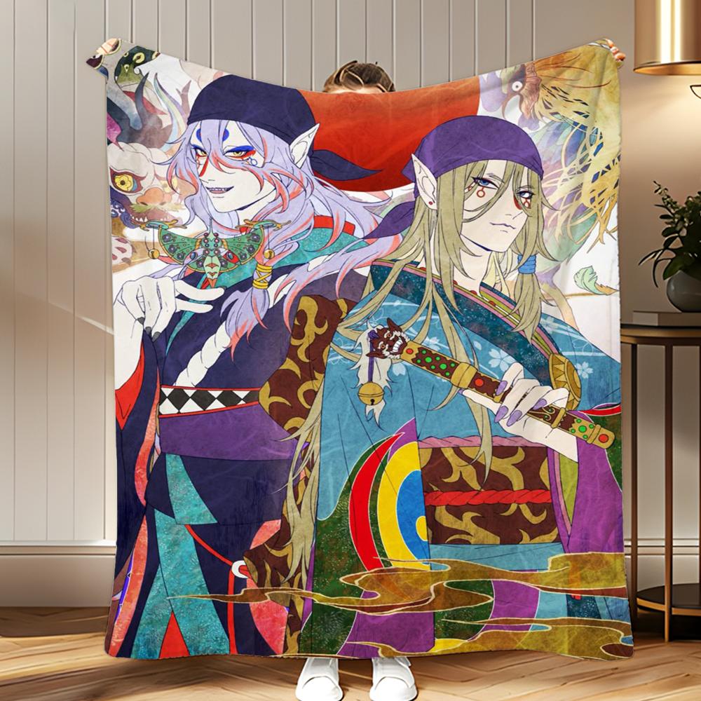

classic anime Mononoke Throw Soft Coral Fleece Blanket 310gsm Fluffy Warm Throw for Sofa Bed Couch Bedroom Decor 75x100cm