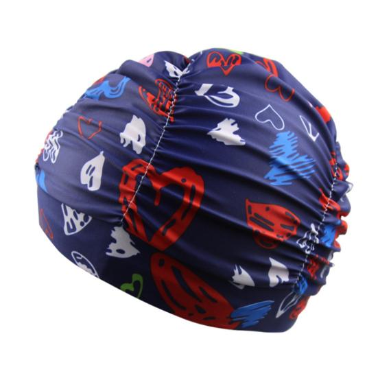 Cloth Swimming Pool Cap for Women, Breathable Colorful Ruffle Swim Cap, Elastic Ear Protection Short Long Hair Bathing Hat
