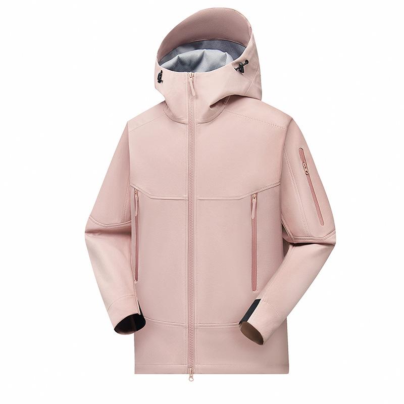 Three-proof outdoor soft shell hooded jacket for couples, new autumn and winter sports waterproof jacket for men and women