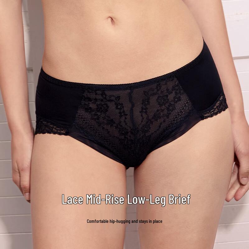 Maniform Women's Mid-Waist Lace Bikini Briefs