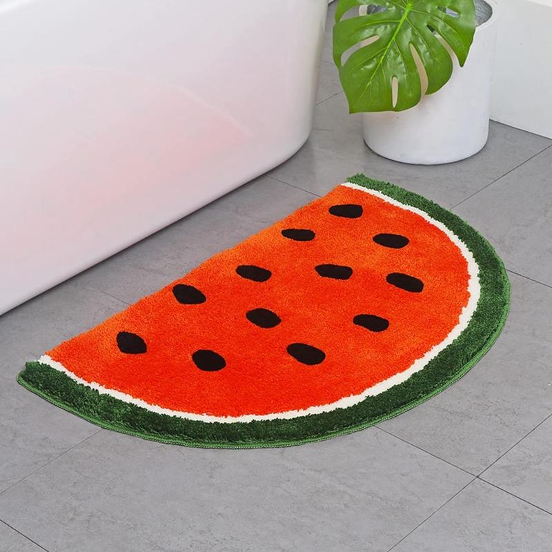 Inyahome Bathroom Carpet Mat Non-Slip Absorbent Super Soft and Comfortable Machine Wash for Tub Shower and Bath Room Watermelon