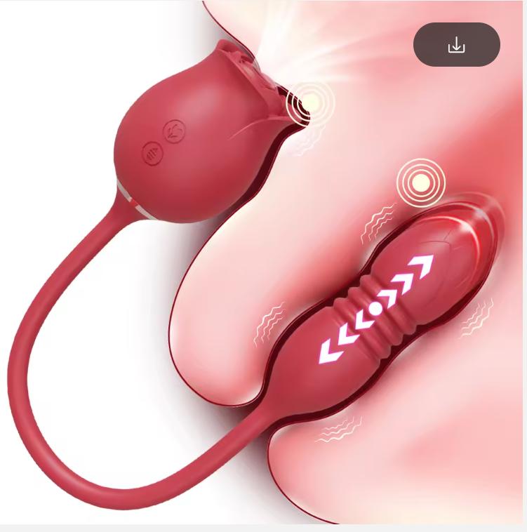 Rose Sucking Sex Toys Dildo Vibrator for Women 3in1 Thrusting G Spot Anal Vibrators Stimulator Female Vibrating Egg Adult Toys