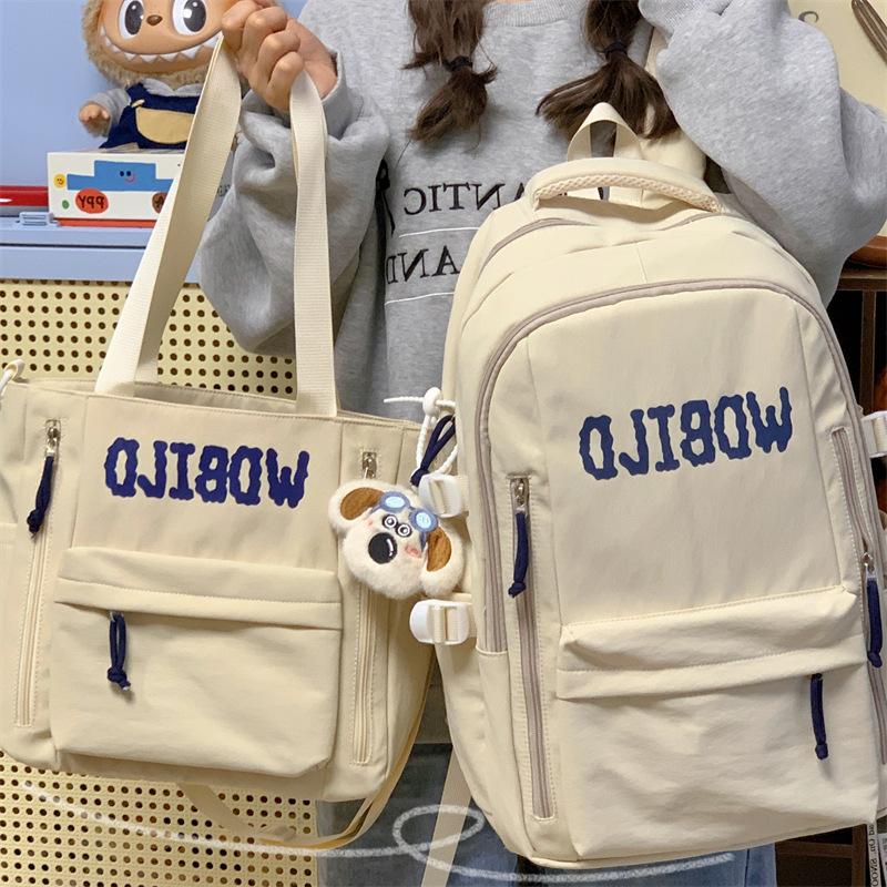 Schoolbag1011 School Bag Junior High School Student Japanese Retro Large Capacity Casual Junior High School Student Backpack Lightweight Versatile
