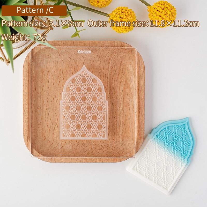 Islamic Ramadan Acrylic Fondant Embossing Stamp Press Eid Mubarak Cookie Cutters Party Pastry Biscuit Baking Decoration Supplies