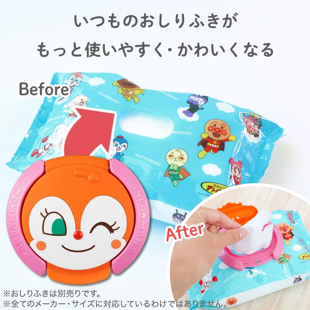 LEC Anpanman Wet Wipes Peel and Also for Baby Wipes Lid, Dokin-chan (Reusable, Stick)