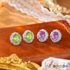 S925 Sterling Silver Vintage Stud Earrings Natural Olivine/Amethyst Crystal Inlaid Jewelry for Women