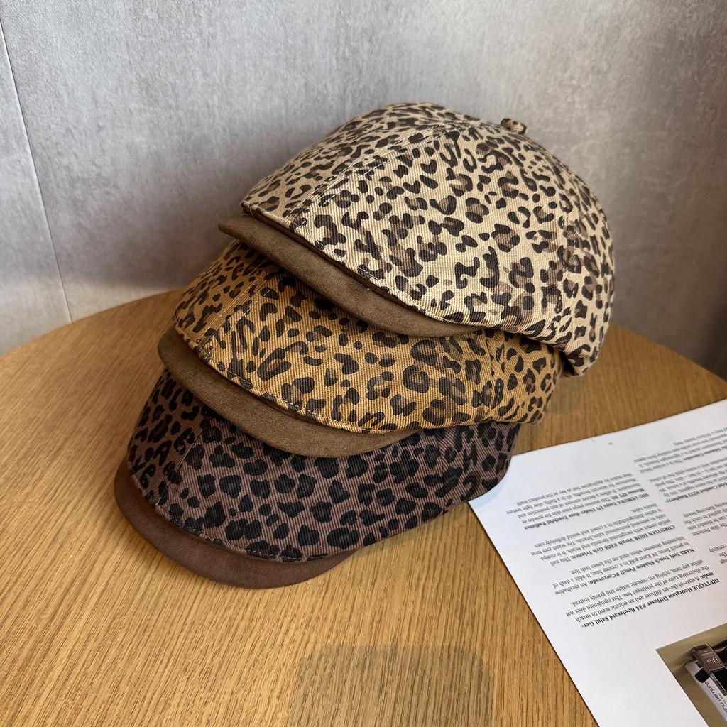 Fashion Splicing Design Leopard Print Pattern Women Casual Beret For Daily Wear