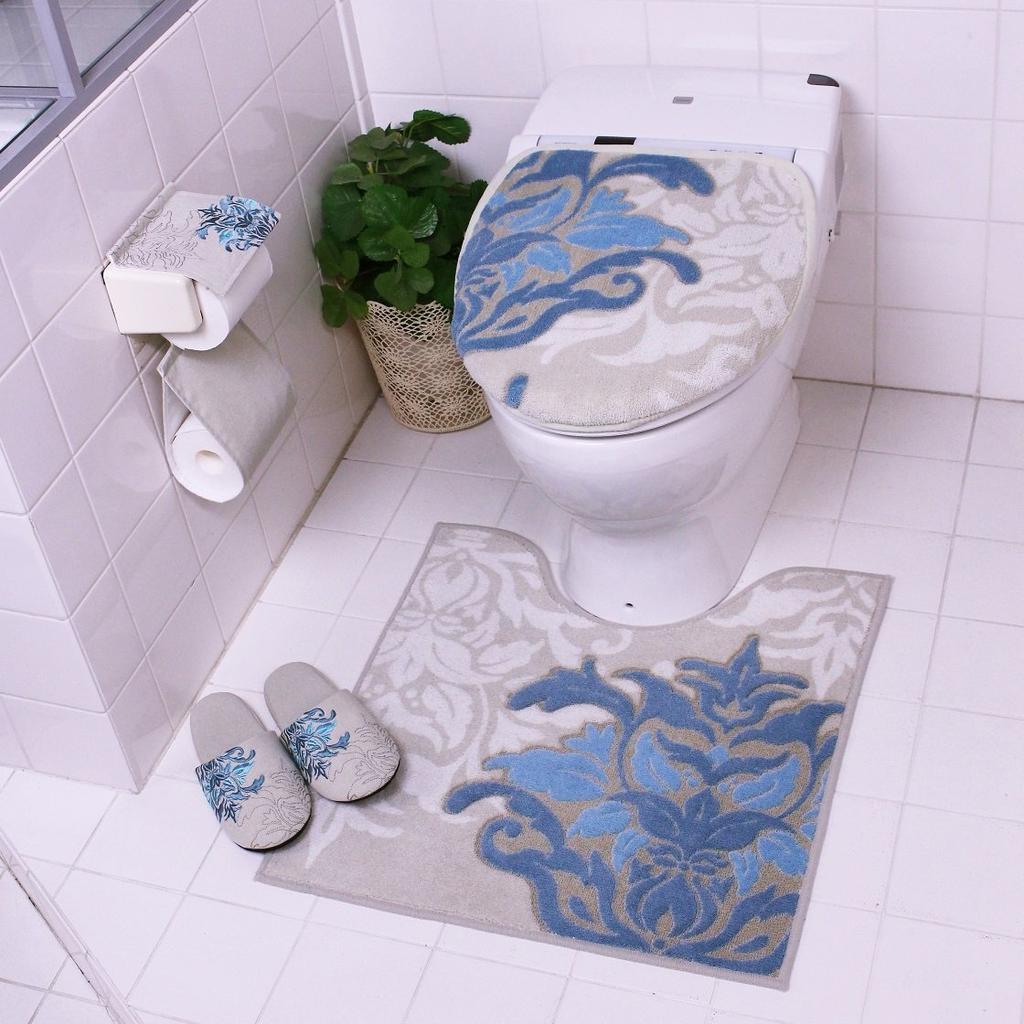 Senko DECORMUSEE Samira Toilettendeckel Blau x mit Kleber Antibakteriell und Geruch Made in Produktnummer 31927 Abdeckung, Grau, Blatt, Mehrfach-Typ, Beständig,