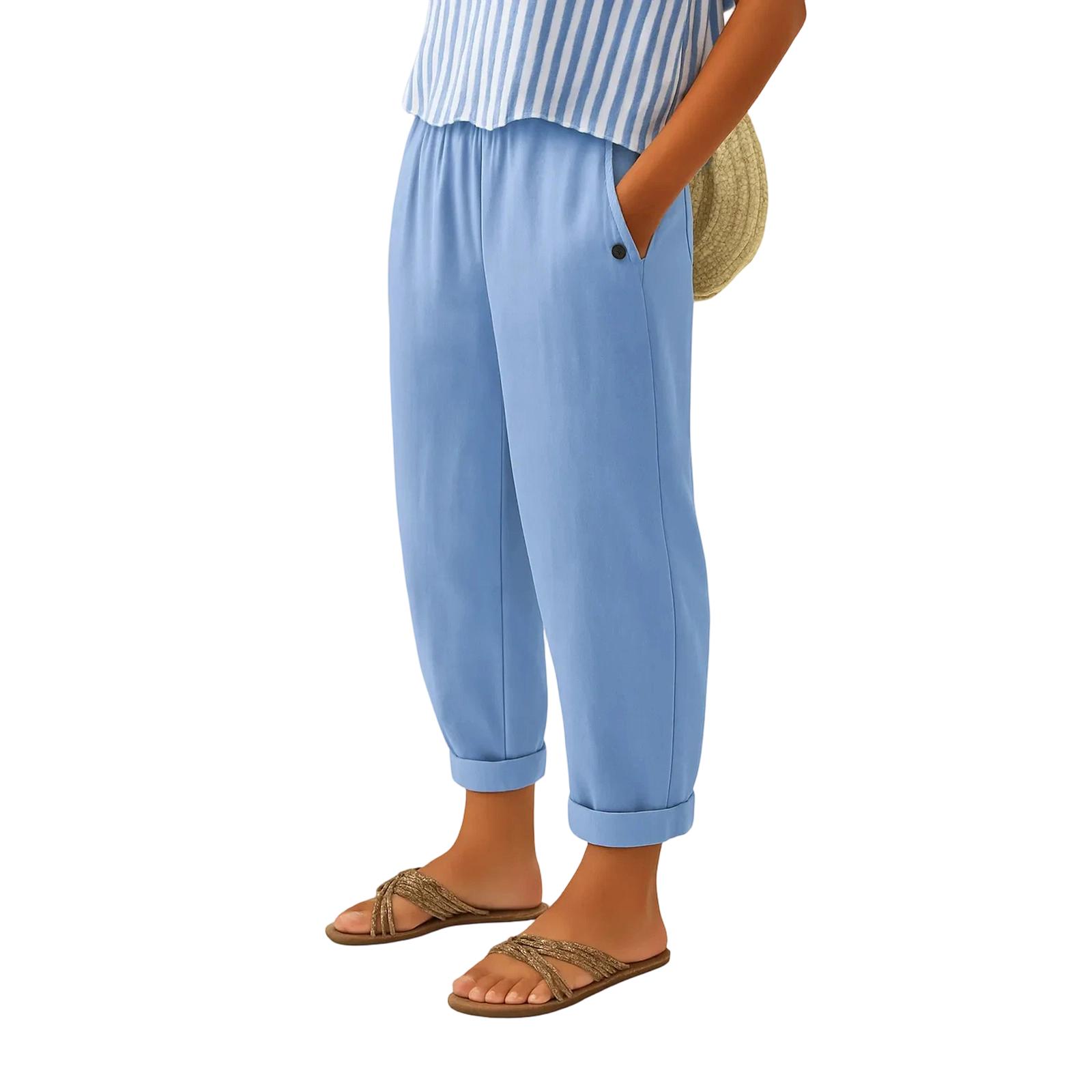 

Ladies Color Casual Fashionable Breathable Loose Pants XL синій