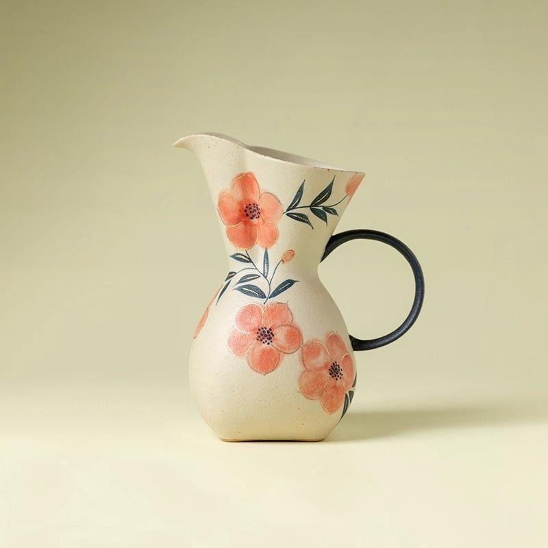 Чайник чистый ручная роспись кремень красный персиковый цвет цветок керамический чайник китайская чайная церемония аксессуары цветочная композиция