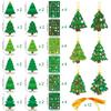 Christmas Tree 3D Cartoon Sticker Diy Craft Kit Hanging Ornaments Greeting Cards Set For Kid Family Holiday Crafting Party Decor