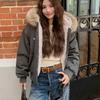 Fur Collar Hooded Parkas Y2K Harajuku Thicken Padded Jackets Casual Zipper Gothic Women Men Winter Coats Streetwear