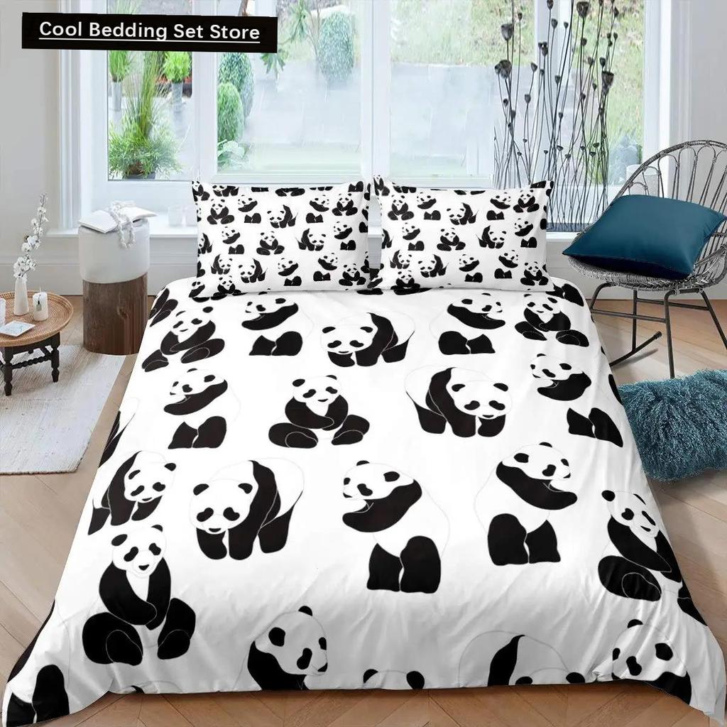Panda King Full Bedidng Set Kids Romantic Bedding Set Cartoon Animal Duvet Cover Bicycle Balloon Dragonfly Polyester Quilt Cover