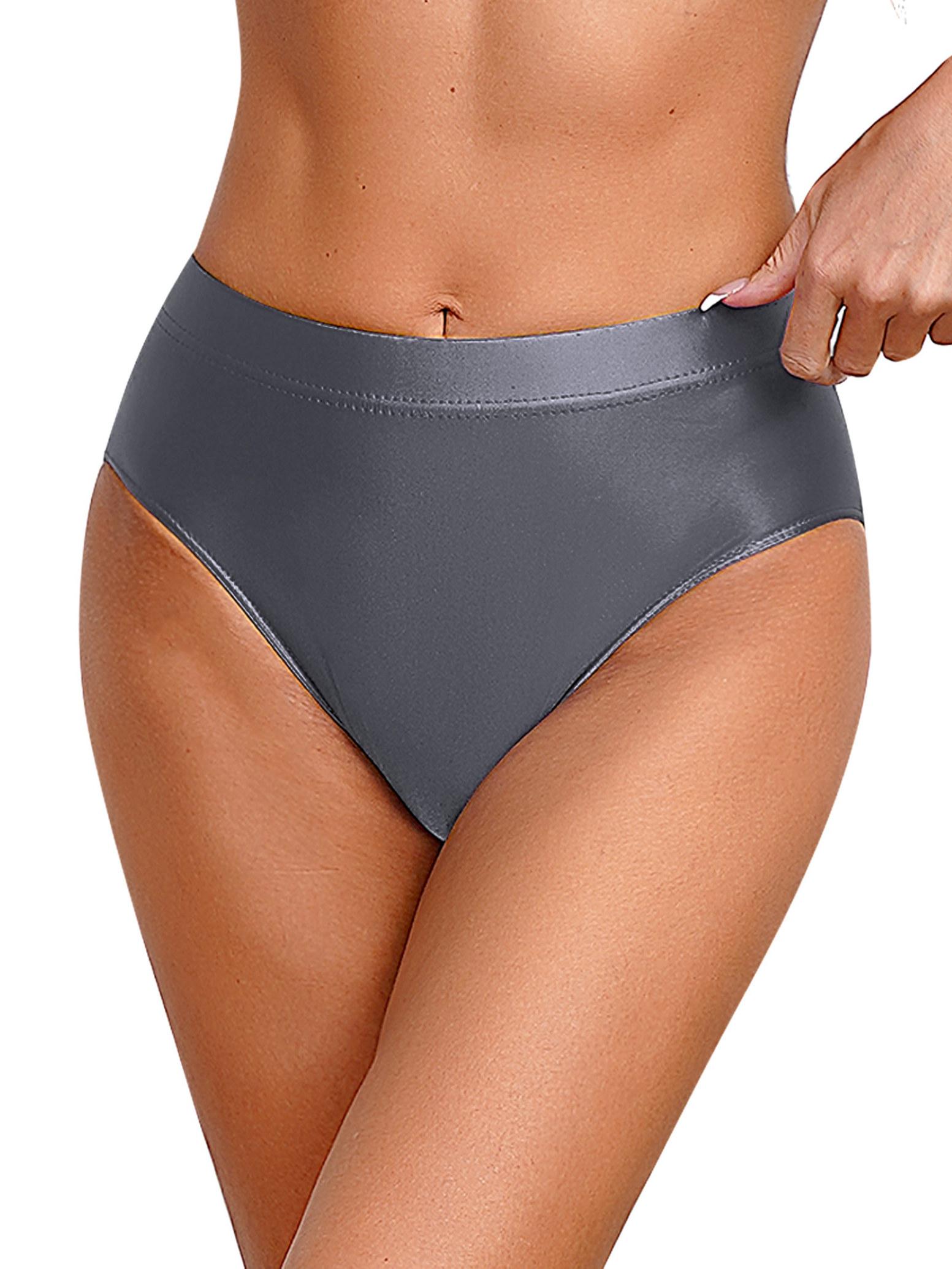 

Женское сексуальное бесшовное бикини с низкой талией, бразильское нейлоновое блестящее нижнее белье XXL темно серый