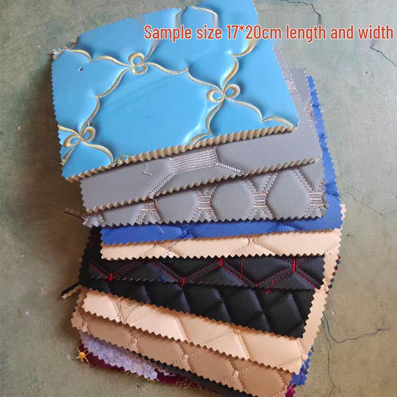 Diamond Pattern Quilted Computer-Embroidered Cotton Leather Textile