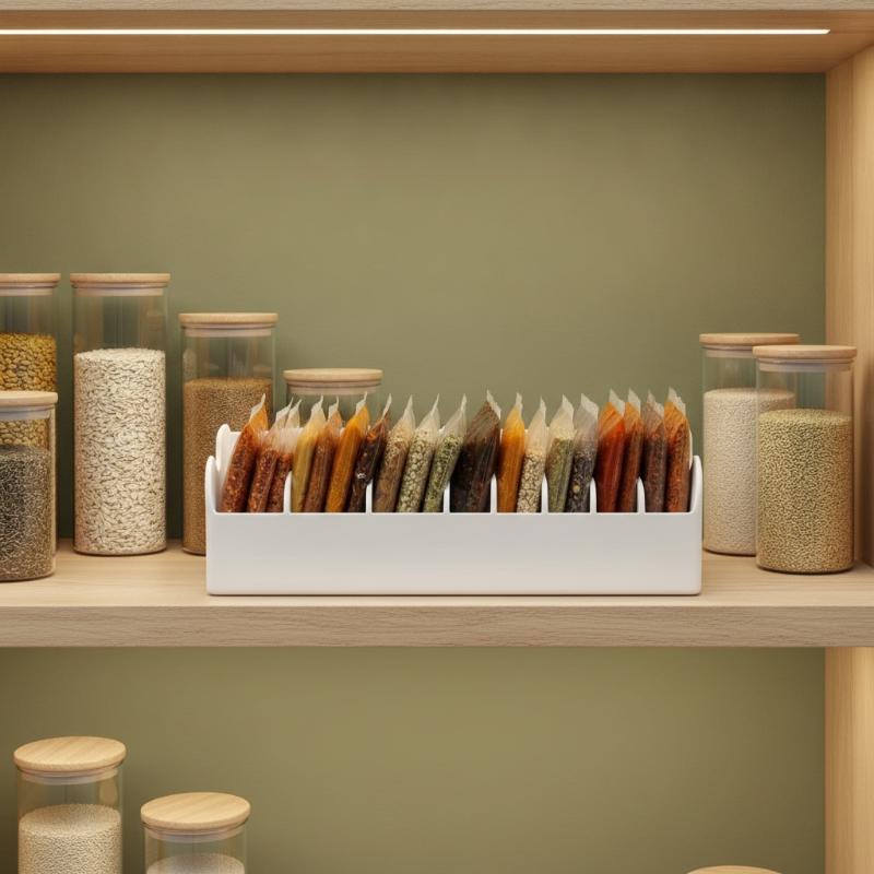 Kitchen Seasoning Packet Organizer 8 Grid Food Storage Container Perfect for Cabinet Pantry Drawer Spice Pouch Holder