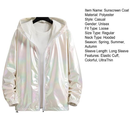 Men Windbreaker Jacket Gradient Colorful Ultra Thin Long Sleeve Elastic Cuff Coat Hooded Sun Protection Jacket Sunscreen Clothing