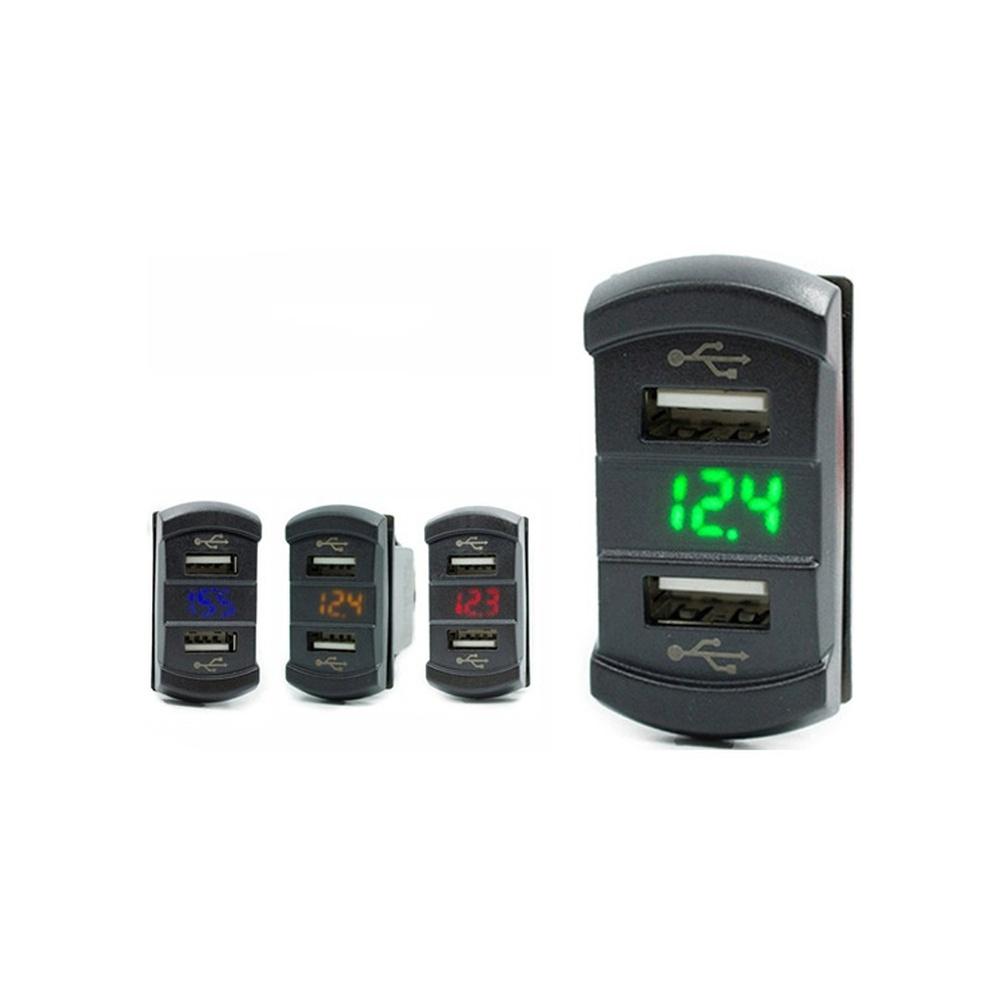 LED Digital Voltmeter Car Charger with Two USB Charging Ports Compatible with 12V and 24V DC Power Systems for RV Truck BoatGood product