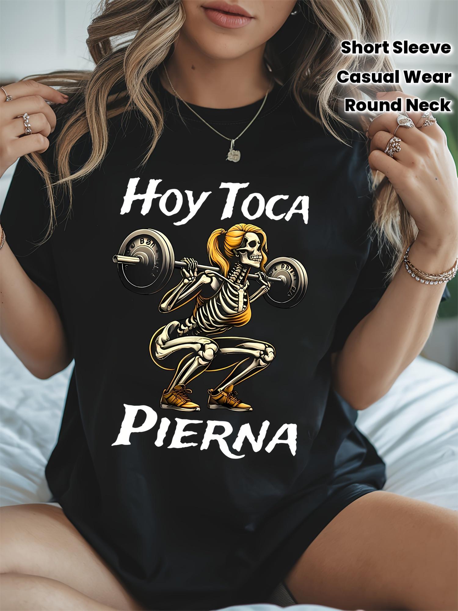

Trendy - Style Today s Leg Day Spanish Skull - Printed T - Shirt, Short Sleeve Crew Neck Casual Top for Summer & Spring, Women s Clothing 5XL різнокольоровий
