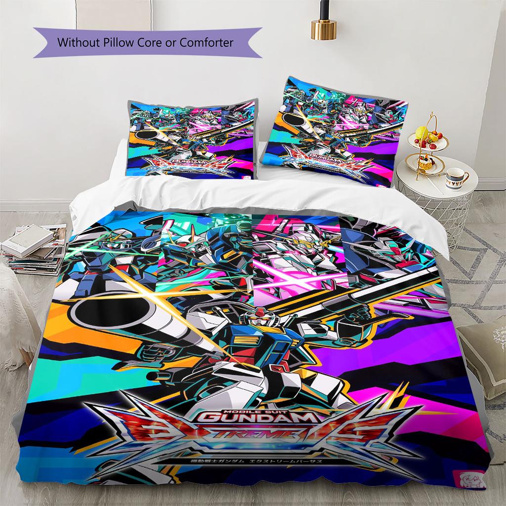 Cool Gundam Pattern Bedding Set 3Pcs Printed Duvet Cover Set Boys Bedroom Bed Set No Sheet No Comforter Core