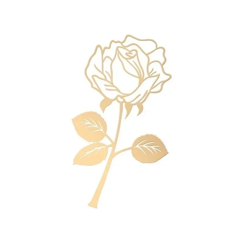 

Креативная закладка в форме розы из нержавеющей стали своими руками, индивидуальный комплект, поздравительная открытка, романтический подарок, школьные принадлежности, канцелярские принадлежности gold