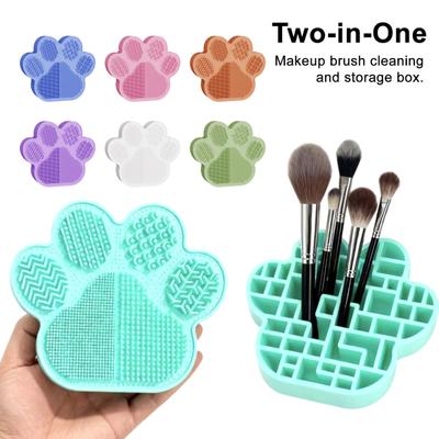 Portaspazzole da Trucco 2 in 1 Tappetino in Silicone Texturizzato per la Pulizia delle Spazzole da Trucco con Supporto per Asciugatura