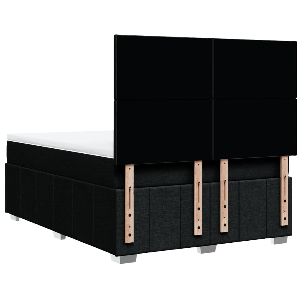 Box Spring Bed with Mattress Black 140x190 Cm Fabric