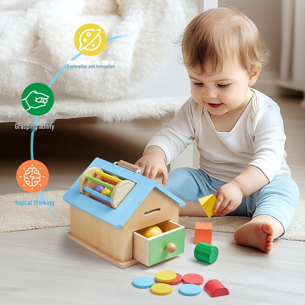 Montessori 4-in-1 Wooden Educational Toy: Coin Drop & Ball Box for Early Childhood Learning